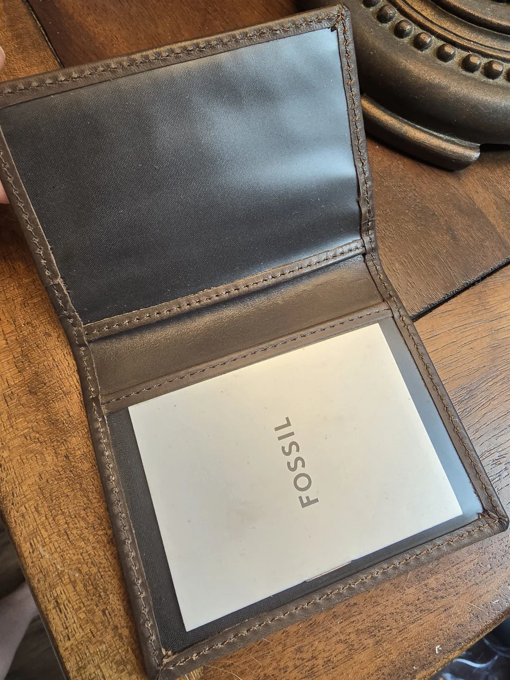 Mens Fossil Classic Brown Leather Card Holder Wallet- New